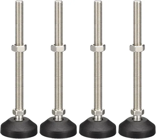 Vista 6 de uxcell Niveladores de muebles, 4 pies de nivelación universales de nailon M10x80x50mm, patas de mesa giratorias ajustables para muebles, máquinas