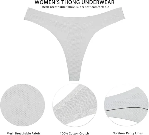 Vista 4 de Jaywan Tangas sin costuras para mujer, transpirables, elásticas, tangas invisibles, paquete de 6, S-XL