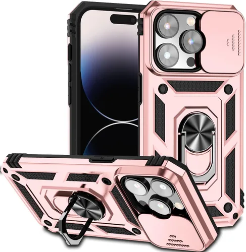 Vista 25 de Funda magnética compatible con iPhone 14 Pro de 6.1 pulgadas, funda magnética para iPhone 14 Pro con cubierta de cámara y soporte de grado militar
