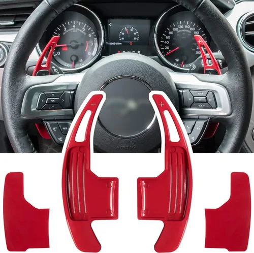 Vista 8 de Cubierta extendida para palanca de cambios de volante para Ford Mustang 2015 2016 2017 2018 2019 2020 2021 2022 2023 Accesorios de decoración Negro