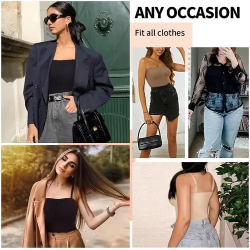 Vista 5 de Ellareese Body moldeador sin tirantes para mujer, tanga moldeador de cuerpo, debajo del vestido, body con control de abdomen, camiseta sin mangas