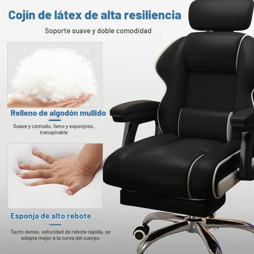 Vista 5 de Silla ejecutiva para computadora, silla de escritorio para oficina en casa, ángulo ajustable, ergonómica, de altura ajustable, sillas de piel
