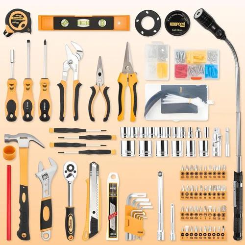 Vista 7 de KOOPOOL Juego de herramientas de 159 piezas (tres capas) For general household and auto repair with storage case and drawer, for homeowners, diy