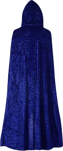 Vista 8 de NC - Disfraz de Halloween con capucha para disfraz de brujas unisex para adultos, Azul Patchwork, 150