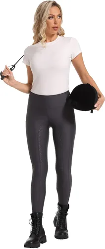 Vista 6 de K898 Pantalones de equitación para mujer, mallas ecuestres de silicona con bolsillo