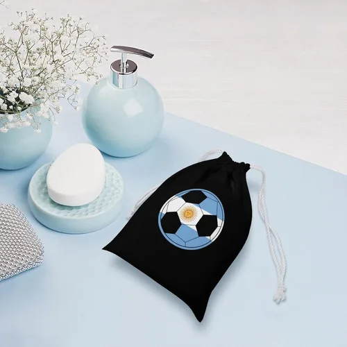 Vista 4 de Argentine Flag Football Drawstring Storage Pouch Bags Dust-Proof Gift Durable Bag for Home Travel