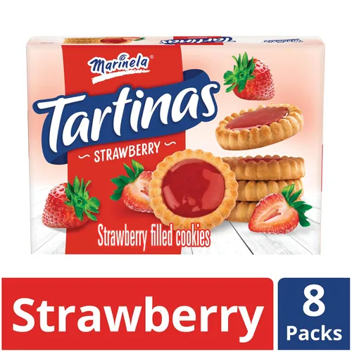 Vista 4 de Marinela Tartinas Fresa Galletas rellenas de fresa, sabor artificial, 8 paquetes, 14.08 onzas
