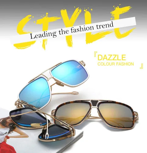 Vista 6 de Dollger Gafas de sol para hombre, de gran tamaño, clásicas, negras, gafas de sol retro con marco de aleación dorada