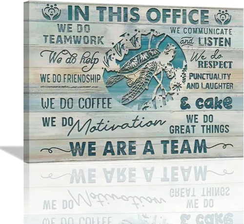 Vista 8 de At In This Office - Arte de pared inspirador para oficina, citas motivacionales, imágenes, lienzo, arte de pared con texto en inglés, We Are A Team
