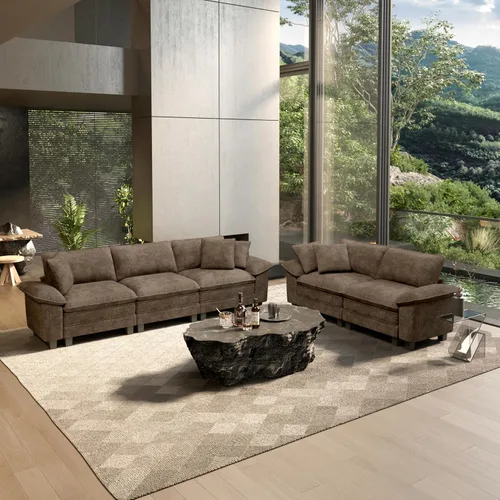 Vista 16 de HERA'S HOUSE Juego de sofás seccionales modulares de 2 piezas, juego de sofá de gran tamaño con loveseat y sillón, cómodos sofás nube con cojines