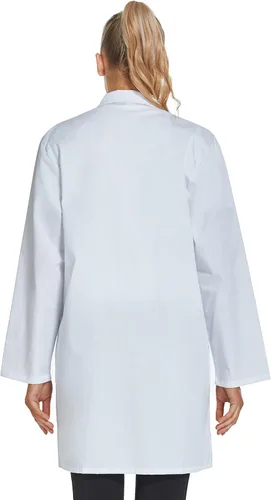 Vista 3 de VOGRYE - Abrigo de laboratorio para mujer, manga larga, color blanco, unisex