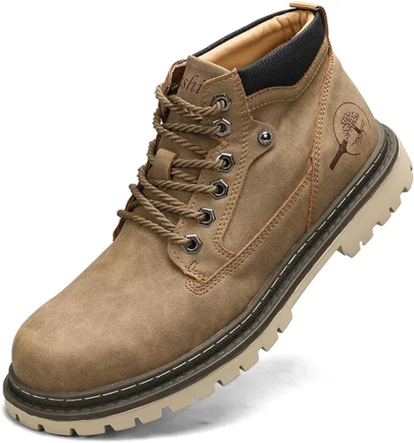 Vista 12 de Shaire Botas Chukka de cuero para hombre Botines con cordones para hombre Botas cómodas casuales