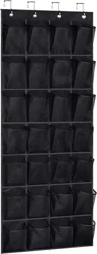 Vista 8 de Organizador de zapatos con 28 bolsillos grandes sobre la puerta, organizador de zapatos colgante para armario, zapatero transparente de alta calidad