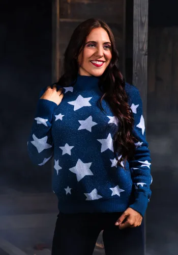 Vista 2 de Disfraz de Suéter Azul con Estrellas para Adulto de Coraline Multicolor
