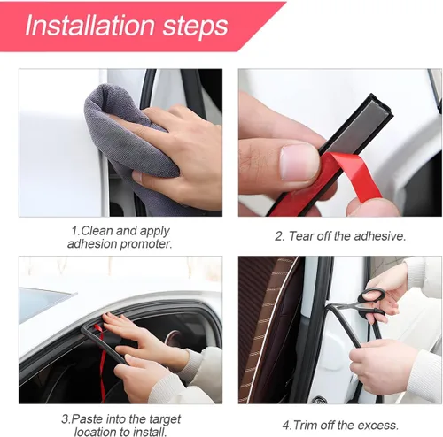 Vista 5 de Tira de sellado para puerta de coche, tira protectora de borde de goma en forma de doble L para puerta de auto, burlete autoadhesivo para Doble