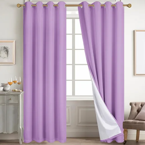 Vista 31 de Diraysid Cortinas 100% opacas de lino beige para dormitorio, con ojales, aislamiento térmico, cortinas de oscurecimiento de habitación