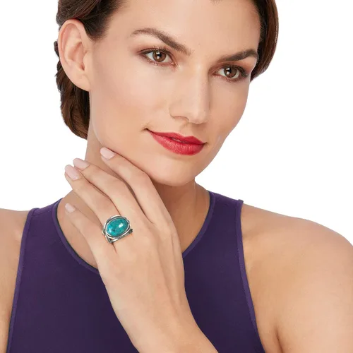 Vista 2 de Ross-Simons Anillo turquesa en plata de ley