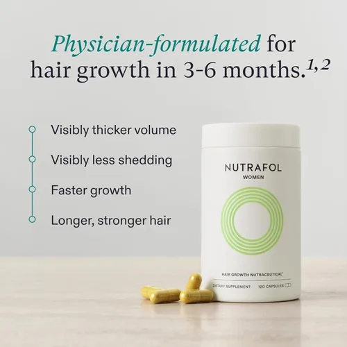 Vista 2 de Nutrafol Suplementos para el crecimiento del cabello y suero capilar para mujeres, de 18 a 44 años, clínicamente probado para grosor y fuerza