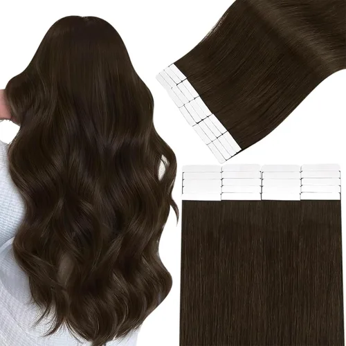 Vista 10 de Easyouth Extensiones de cabello humano rubio con cinta, extensiones de cabello humano rubio blanco, 12 pulgadas, 20 unidades, 1.06 onzas