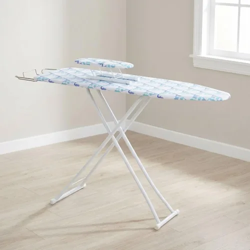 Vista 10 de Tabla de planchar plegable de 43 x 13 pulgadas, tabla de planchar de altura ajustable con cubierta resistente al calor y soporte de plancha, tabla