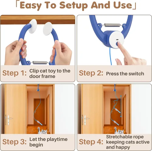 Vista 6 de Juguete interactivo para gatos de interior, inteligente USB recargable en la puerta, juguetes retráctiles automáticos para gatitos, teaser