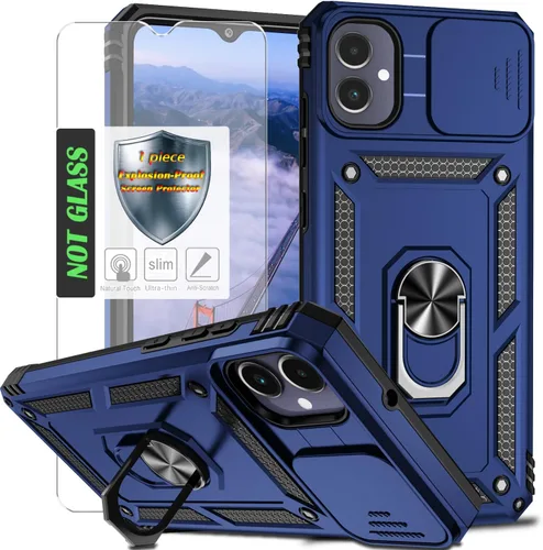 Vista 30 de Funda para Galaxy A26 con cubierta para lente de cámara, protector de pantalla HD, protección contra caídas de grado militar, soporte de anillo