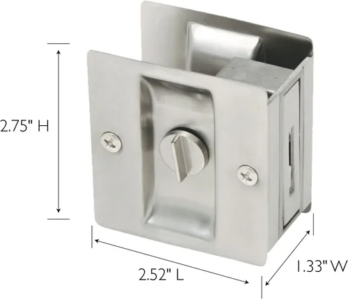 Vista 2 de Design House 182121 Cerradura de privacidad para puerta de bolsillo para cama y baño, paquete de 2 unidades de níquel satinado
