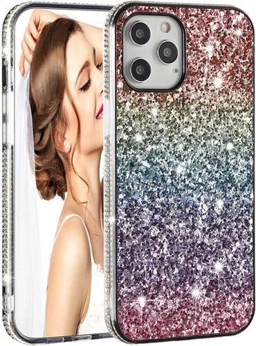Vista 15 de Solomo Funda para iPhone 11 Pro, funda protectora gradual de arcoíris brillante de lujo con purpurina y parachoques de TPU suave para iPhone 11 Pro