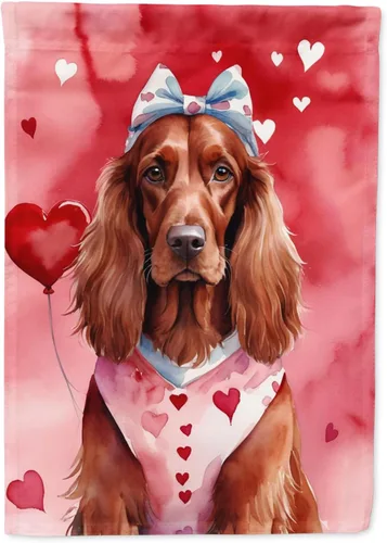 Vista 100 de Caroline's Treasures DAC5252GF Affenpinscher - Bandera de jardín con texto en inglés "My Valentine", bandera decorativa para patio exterior, patio