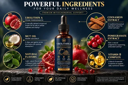 Vista 3 de Urolithin A Blend Gotas Líquidas con Extracto de Granada - 1 fl oz