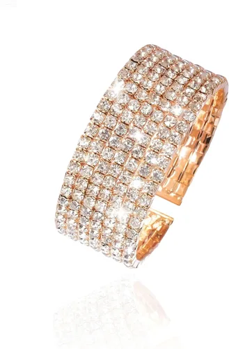 Vista 11 de Rhinestone Bracelet Silver Party Prom Jewelry for Women Cuff Bangles Sparkling Blingbling Tassel Crystal Tennis Bracelet Party Dress Accessories A2