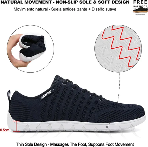 Vista 5 de Geweo Zapatos minimalistas unisex Suela sin caída Puntera ancha Comodidad más flexible Movimiento natural en forma de pie Zapatos deportivos