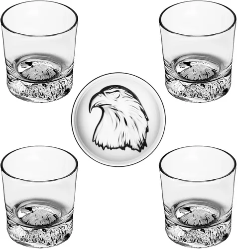Vista 6 de QUEEN&STONE LEAD FREE Vasos de whisky a la antigua moda con patrón de oso en la parte inferior gruesa con peso de 10 onzas, juego de 4 perfectos