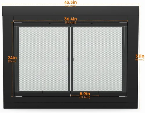 Vista 2 de Stanbroil - Puerta de cristal plegable para chimenea, color negro, grande