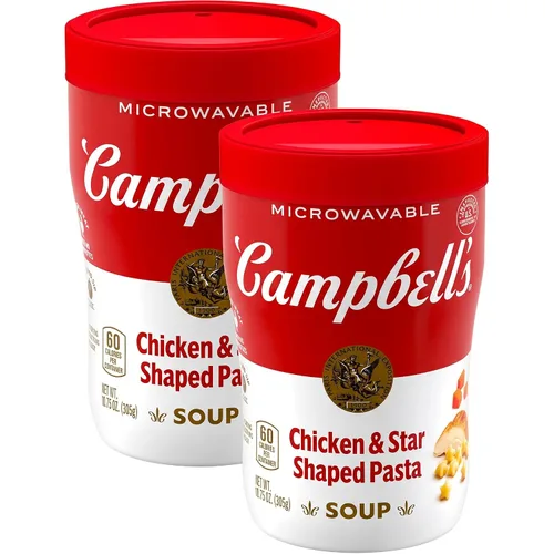 Vista 8 de Campbell's Sopa para sorber, sopa de pollo con pasta en forma de estrella, taza para microondas de 10.75 oz