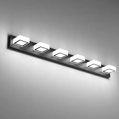 Vista 37 de Ralbay - Luz LED negra para tocador de baño, moderna, atenuable con 5 temperaturas de color, accesorios de iluminación de pared de acrílico negro