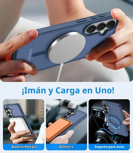 Vista 5 de Vansdon Funda para Samsung Galaxy S24 Plus, S25 Plus, S26 Plus, azul marino