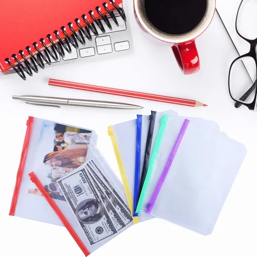 Vista 6 de Antner 12 bolsillos para carpeta A5, sobres de efectivo de 6 agujeros para carpeta A5 de 6 anillas, bolsas con cremallera multicolor para insertos
