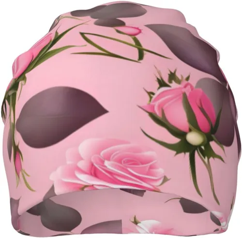 Vista 2 de Pretty Pink Roses Warm and Breathable Men's and Women's Universal Versatile Brimless Hat, for Daily Home and Outdoor Activities Clothing Accessories