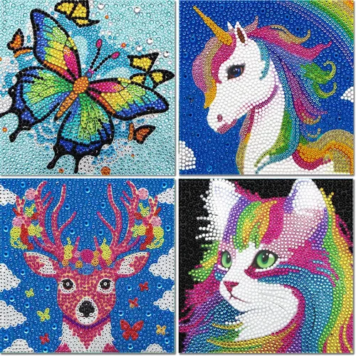 Vista 12 de Libfx Kits de arte de diamantes para niños, 4 piezas de arte de diamantes para niñas, niños, principiantes, artes y manualidades para niños de 8 a