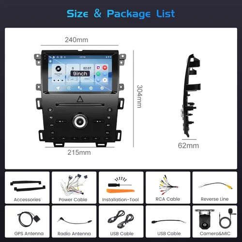 Vista 8 de Inefala 4G 64G para Ford Edge 2011 2012 2013 2014 2015 Radio CarPlay 9 "Incell pantalla táctil coche estéreo Android 15 Android Auto Bluetooth 5.0