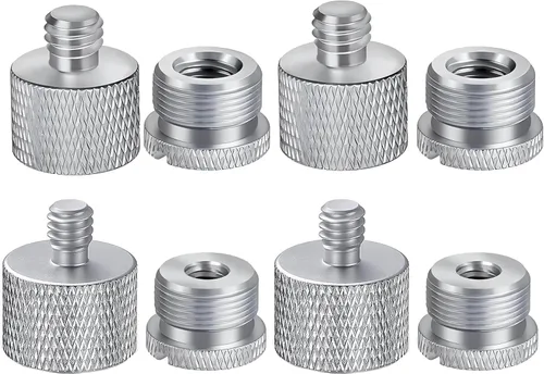 Vista 10 de IXTECH Juego de adaptadores de soporte de micrófono, kit de adaptador de soporte de micrófono de metal de 8 piezas, adaptador de rosca de 3/8 a 5/8