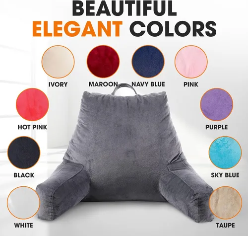 Vista 6 de Cheer Collection - Almohada de lectura y juego de espuma con reposabrazos y funda de terciopelo lavable