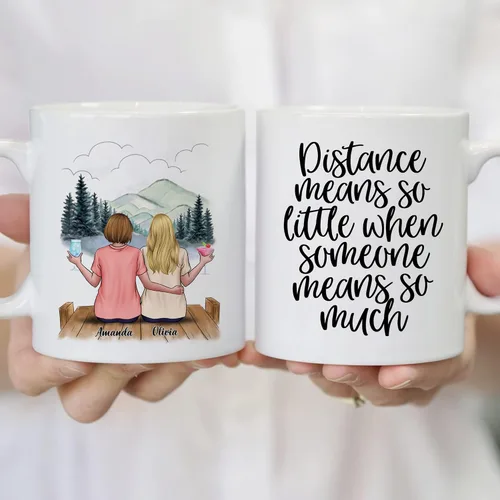 Vista 5 de Gossby Taza de Café Personalizada de Amistad - Regalo Personalizado de Larga Distancia para Mujeres Mejores Amigas con Diseño, Nombre - Navidad