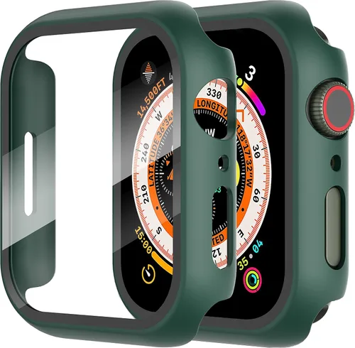 Vista 20 de Diruite Juego de 2 fundas para Apple Watch Series 3/2/1 de 38mm, protector de pantalla de vidrio templado ultradelgado de todo alrededor para iWatch