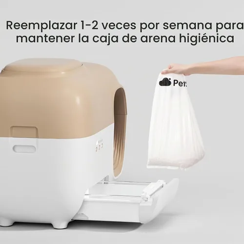 Vista 9 de PetSnowy Bolsas de arena para gatos, paquete de 50 bolsas de basura autosellantes para todas las cajas de arena autolimpiantes automáticas PetSnowy