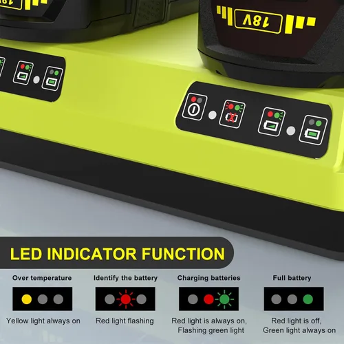 Vista 5 de Powilling Paquete de 2 baterías de repuesto de 8.0Ah 18V para batería de litio Ryobi 18V P102 P103 P105 P107 P108 P109 con cargador de batería P117