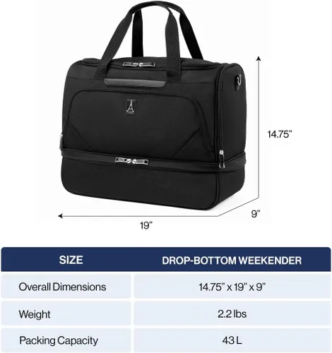 Vista 5 de Travelpro Maxlite 5 - Bolsa de viaje ligera para viajes nocturnos, con compartimento inferior caído, bolsa de viaje