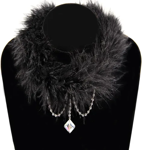 Vista 5 de Collar de plumas naturales auténticas, hecho a mano, gargantilla de felpa con plumas esponjosas, regalos de boda, fiesta, festival, regalos