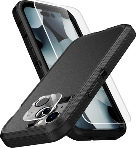 Vista 21 de MXX Funda de Alta Resistencia para iPhone 15 con Pantalla de Vidrio Templado, Protector de Lente de Cámara de 3 Capas, Protección Completa